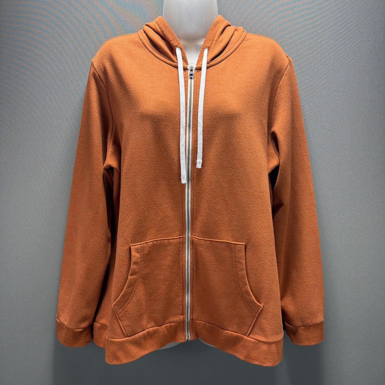 Eddie Bauer Vintage Soft Fleece Hoodie Womens Small Orange Full Zip Sweatshirt