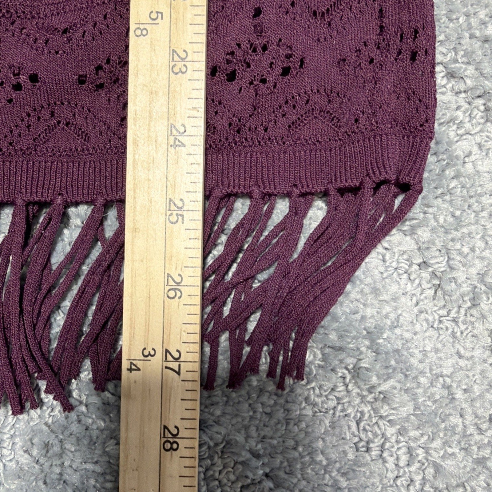 White House Black Market Tassle Hem Sleeveless Sweater Small Cabernet