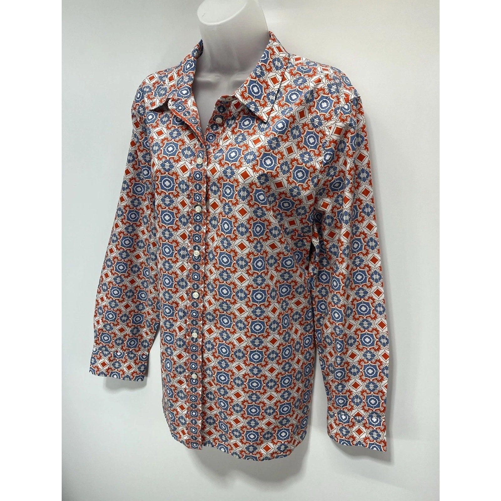 Talbots 100% Cotton Floral Long Sleeve Button-Up Shirt Size XL Lightweight