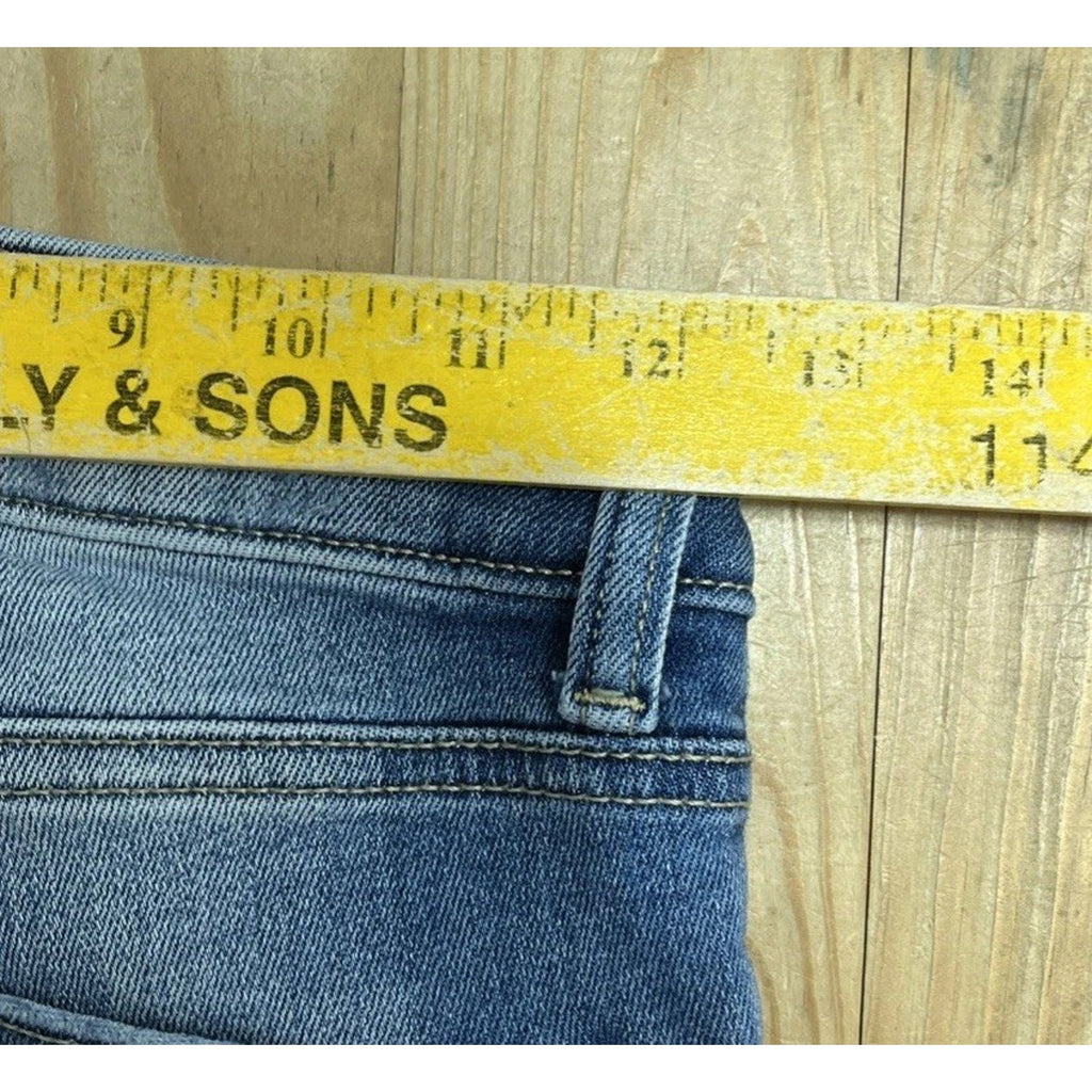 Maurices Jeans Woman’s Distressed Slim Boot Raw Hem Mid Rise Stretch 0 L 25x33