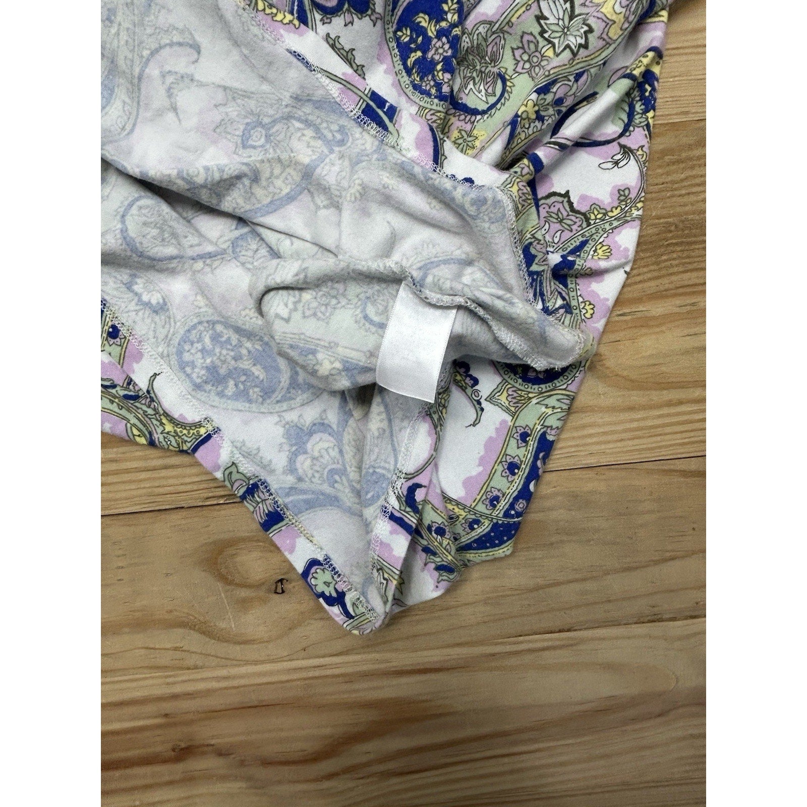 Talbots Women Sz 2X-Large Botanical Medallion 3/4 Sleeves Bateau Neck Tee.