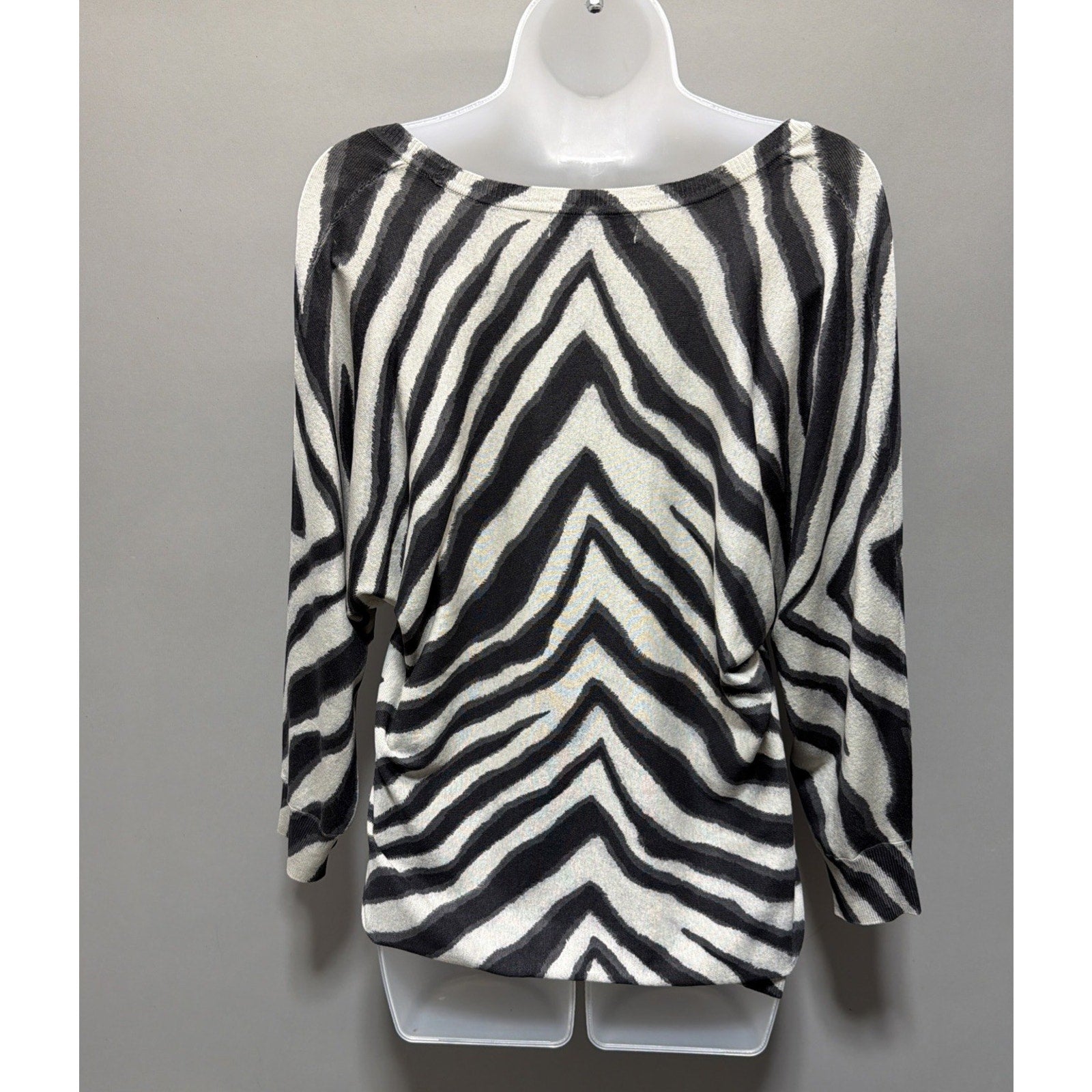 Michael Kors Zebra Print Silk Blend Dolman Sleeve Sweater Top Womens M Oversized