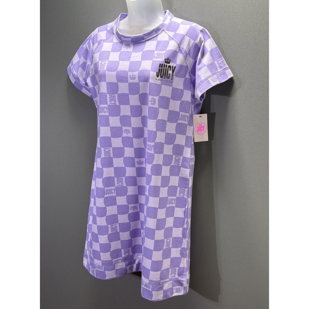 NWT Juicy Couture Lilac Sky Check T-Shirt Dress Size Large SR$60