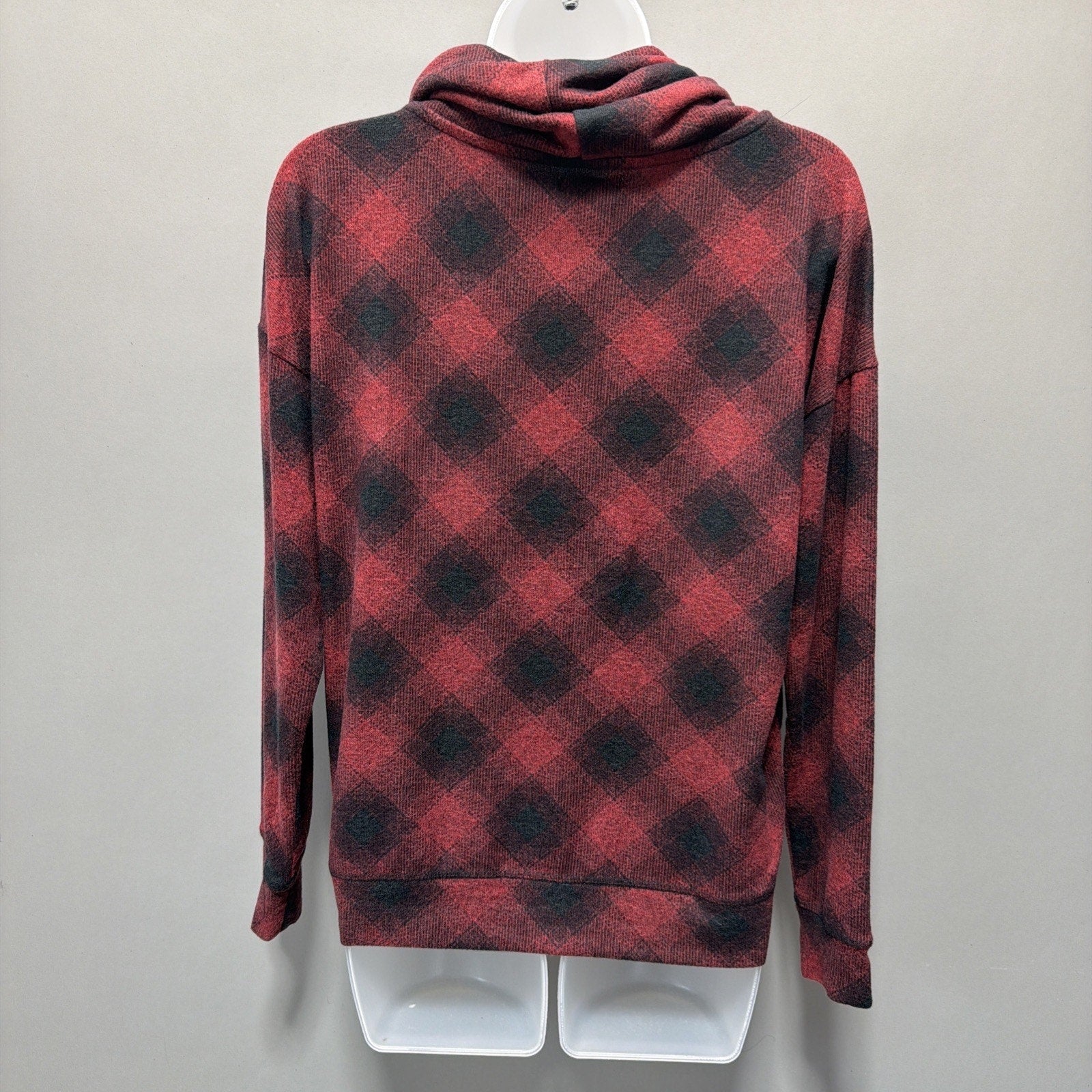 Maurices Lakeside Cozy Plaid Sweatshirt Cowl Mock Neck Sweater Red Women XS NWT