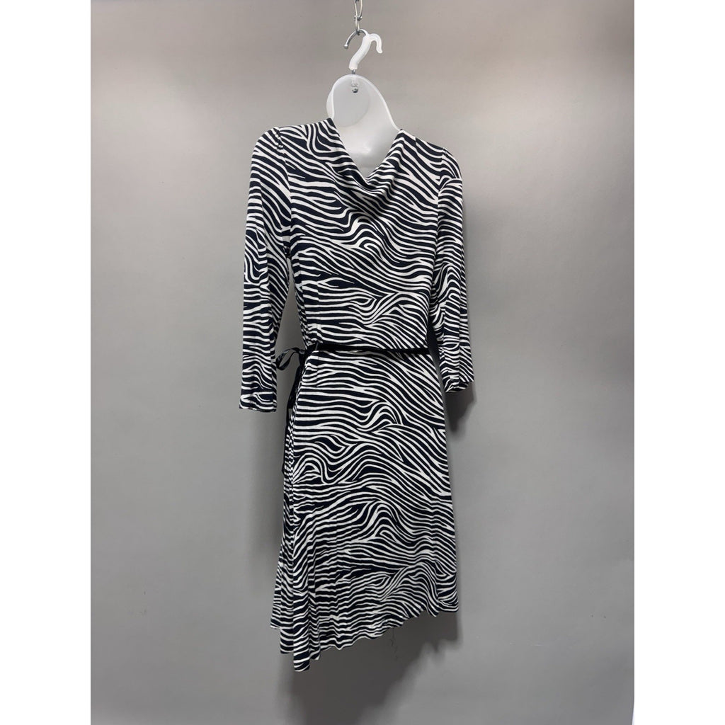 Express Zebra Print Wrap Dress Black & White Midi Dress Women’s Size Small NWT