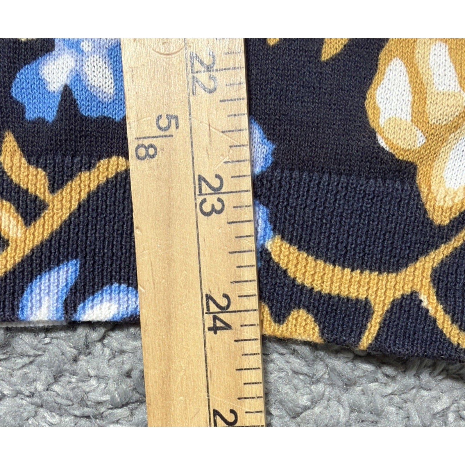 New Loft Size S Navy Blue Gold White Floral Print Button Front Cardigan Sweater