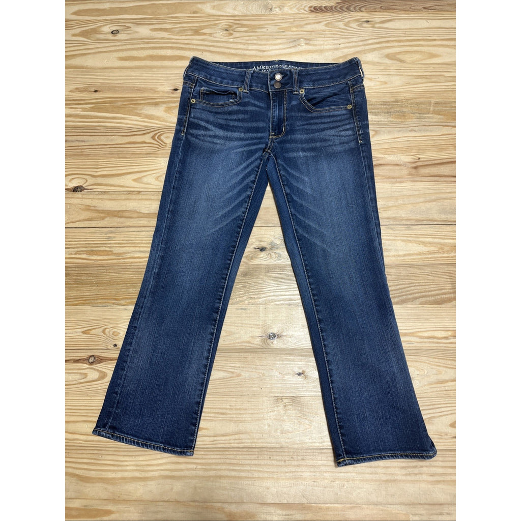 American Eagle Artist Crop Super Stretch Womens Jeans 6 Reg Blue Dark Wash
