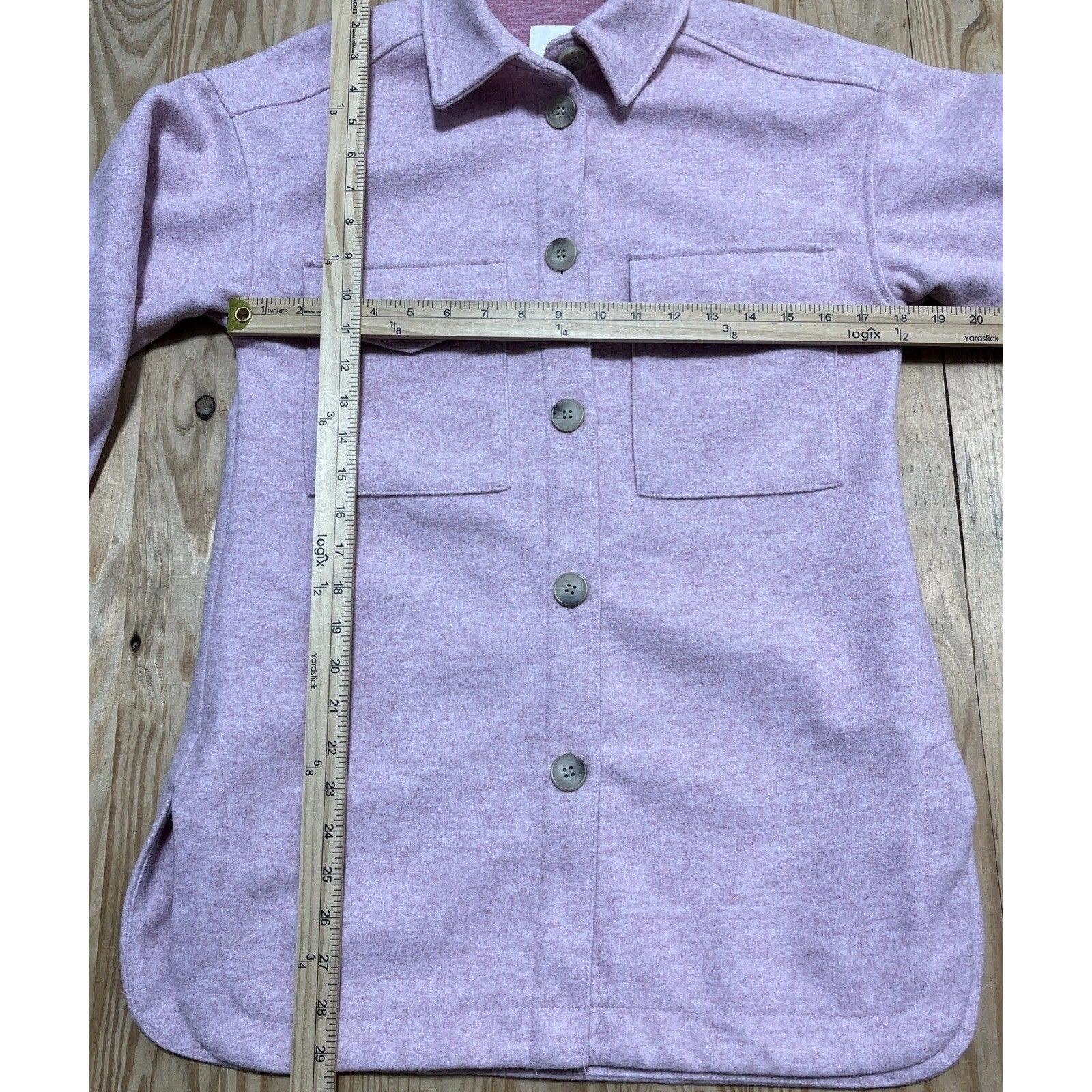 H&M Pink Button Up Collared Shacket Shirt Jacket ~ Polyester Viscose ~ Size XS