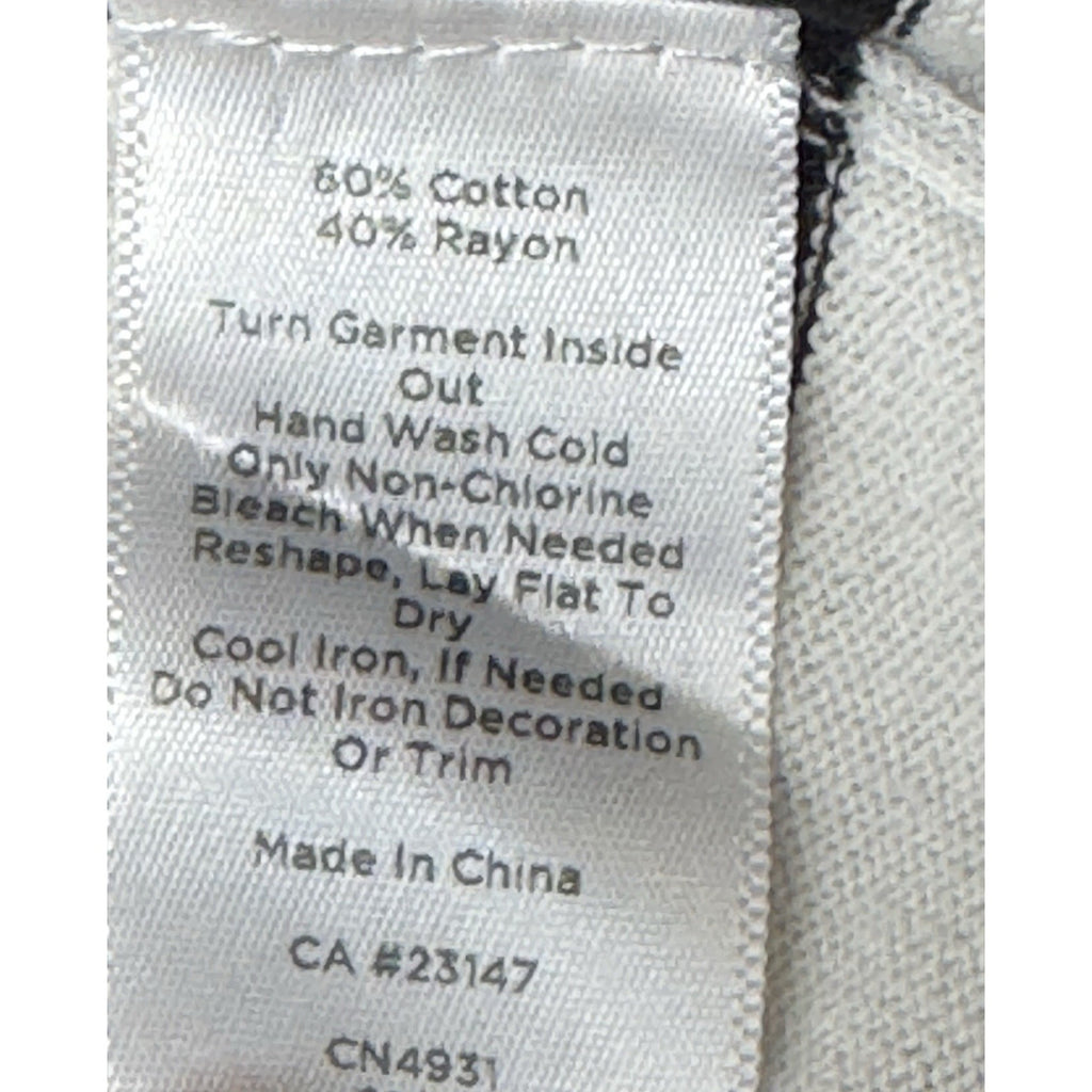 Talbots Classic Cardigan Sweater Black White Stripe Embroidered Beaded Women’s M