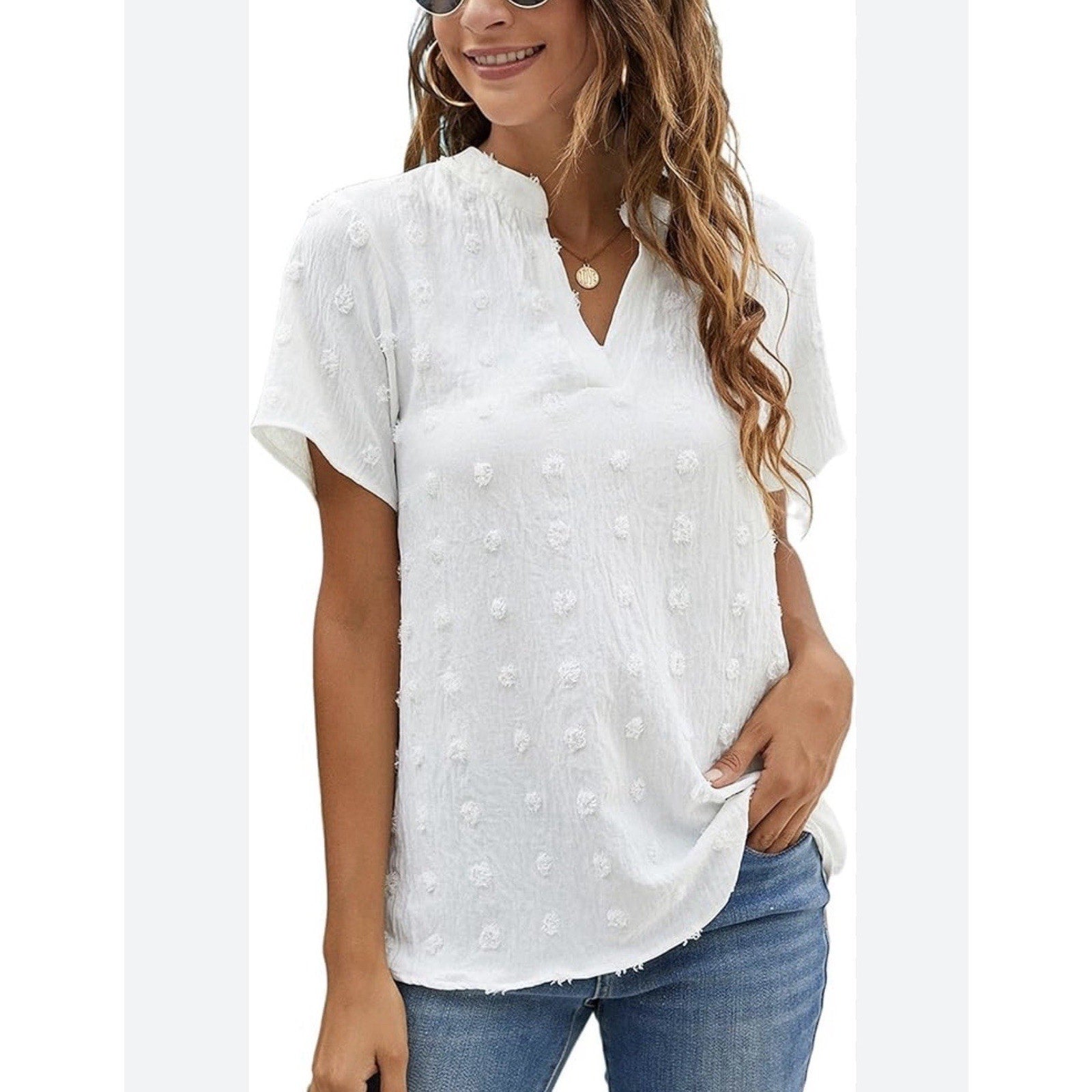 Blooming Jelly Size XXXL White Swiss Dot Embossed Floral Texture New With Tags