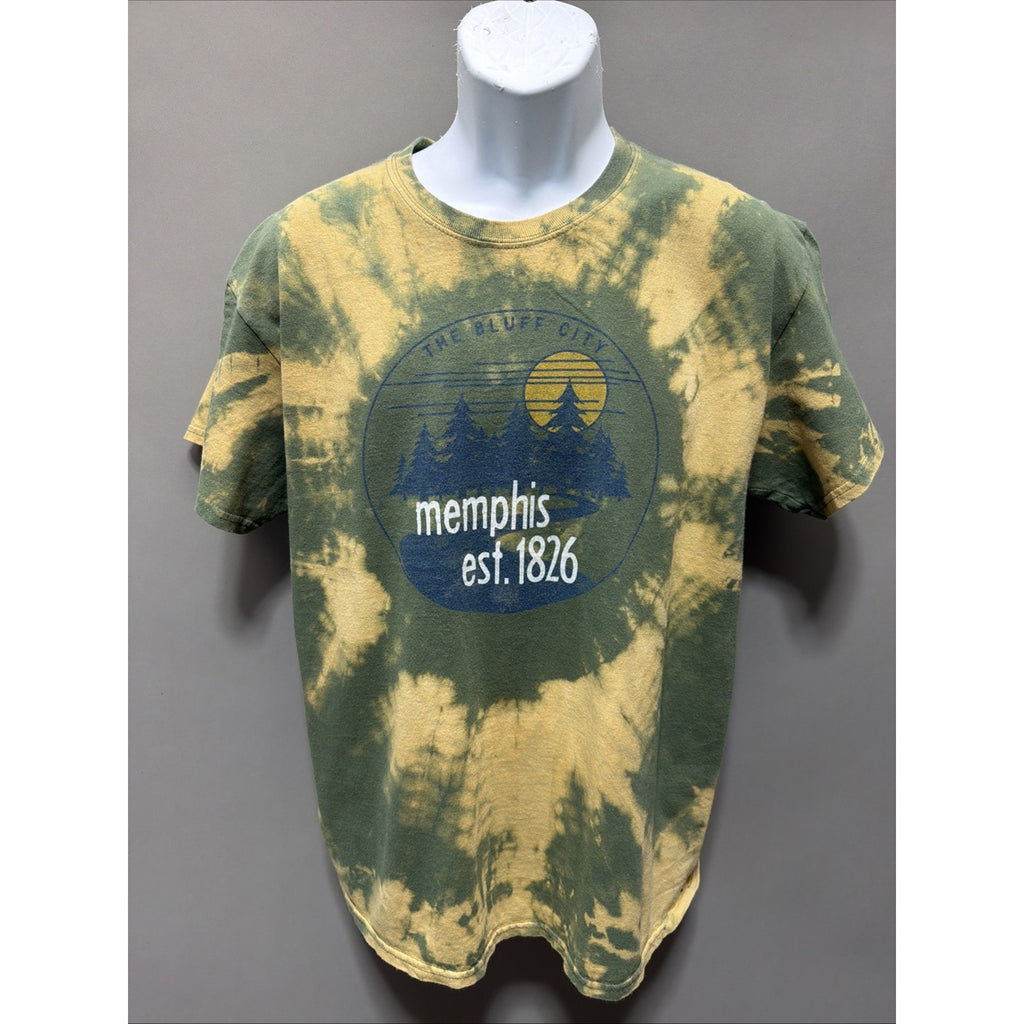 Memphis Tennessee Bluff City Mens Gray Graphic Print Short Sleeve Shirt Size L