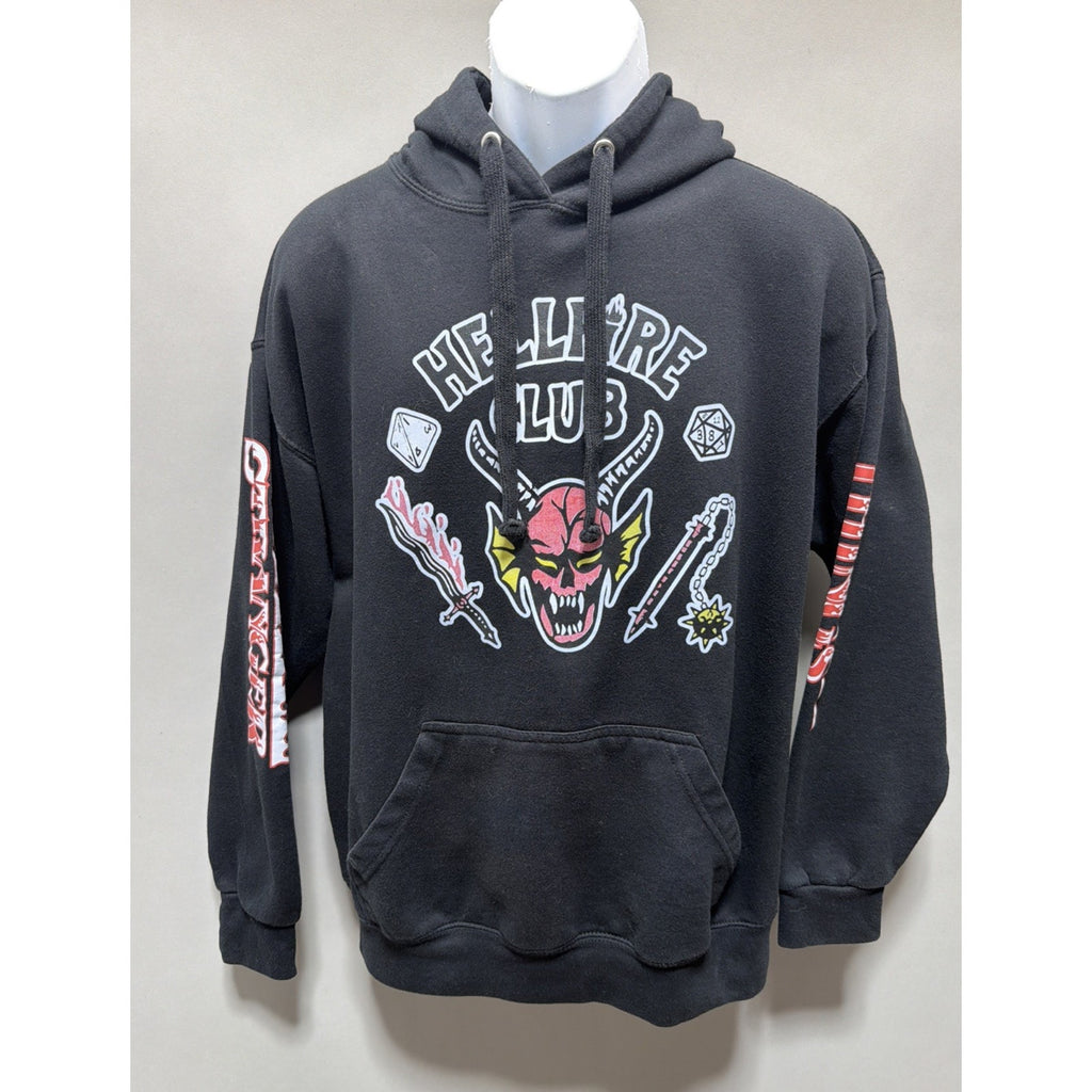 Stranger Things By Jon Lauren Hellfire Club Hooded Sweatshirt L Black Fleece
