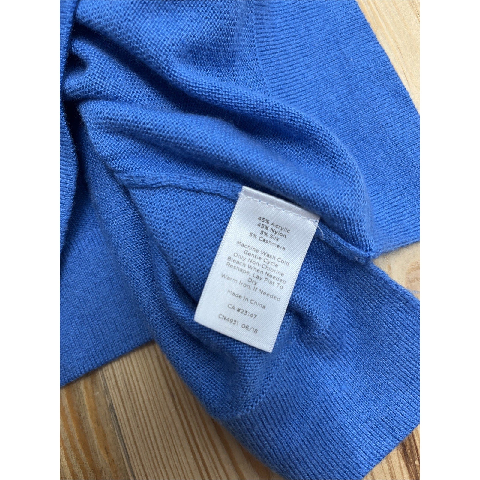 Talbots 3/4 Sleeve Blue Cashmere Blend Sweater Women's Size Large Petite
