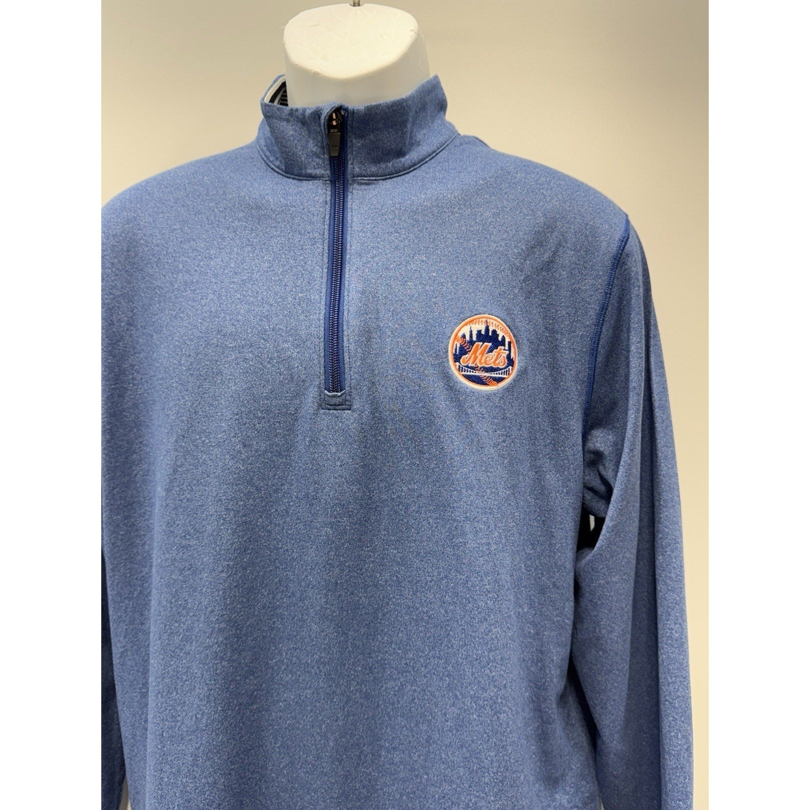Mets Cutter & Buck Pullover 1/4 Zip Blue Long Sleeve Athletic Drytec Men’s S