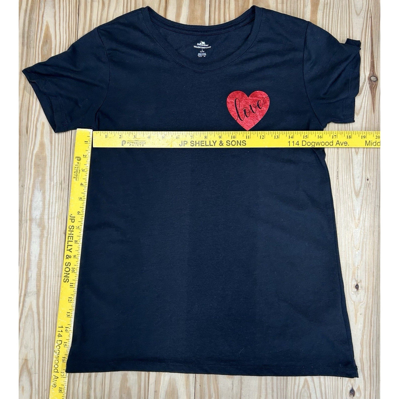 Celebrate! Valentine's Day Black Small - Polyester Short Sleeve Love Logo