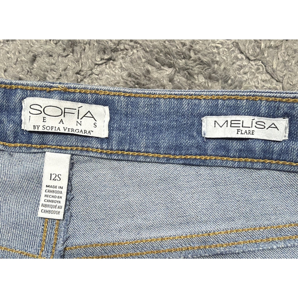 Sofia Jeans Womens Size 12 Short High Rise Flare Color Block Jeans NWT 32x31
