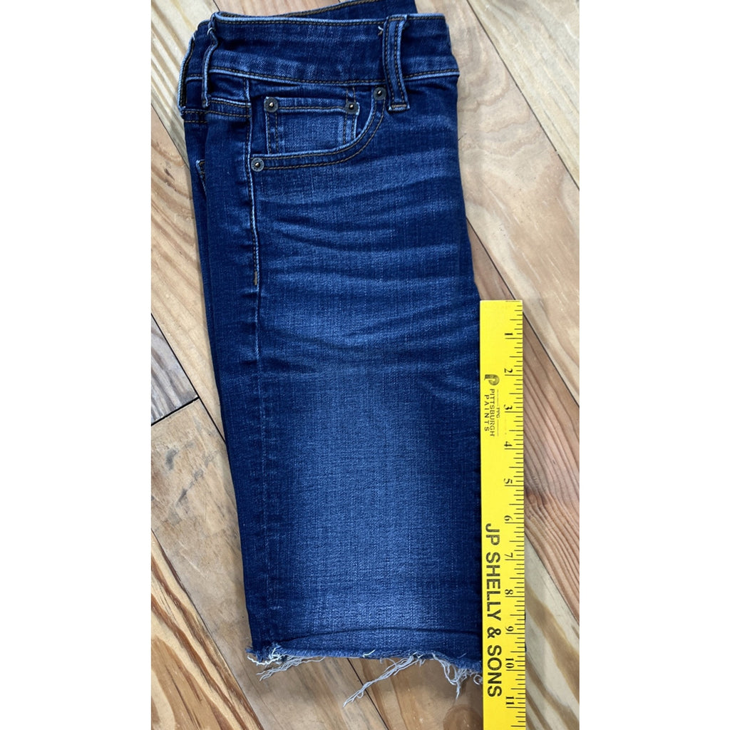 American Eagle Shorts Womens 2 Blue Denim Jeans Skinny Bermuda Stretch Ladies