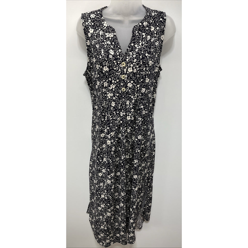 NWT Women’s Kate and Sam Navy and White Floral Button Up Pintuck Dress S