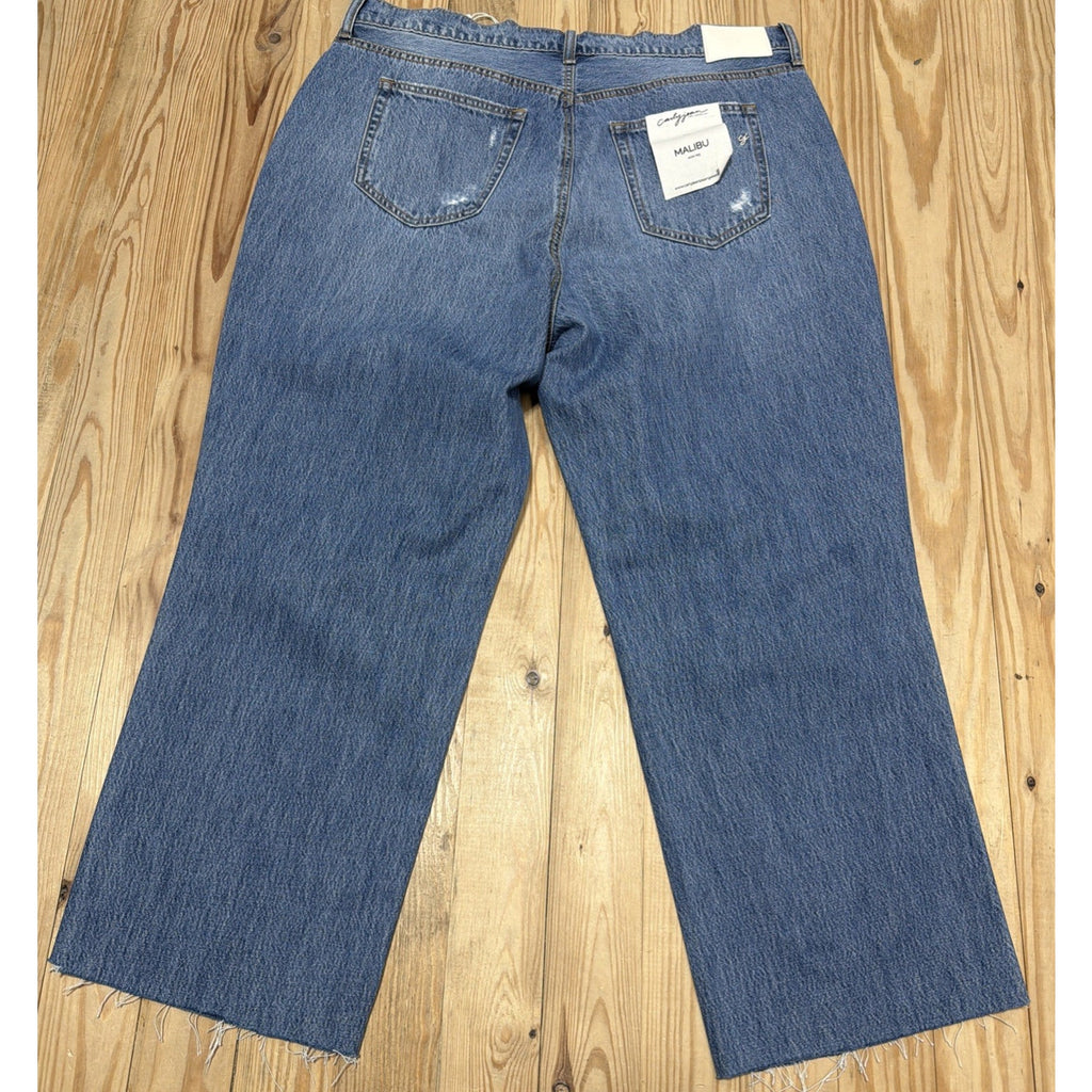 Carly Jean LA Malibu Wide Leg Jeans Women's 1X Distressed Denim 38x28 New