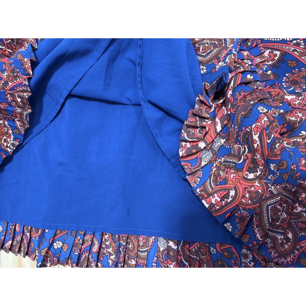Banana Republic Women's Paisley Print Pleated Elastic Waist Lined Dress Size M