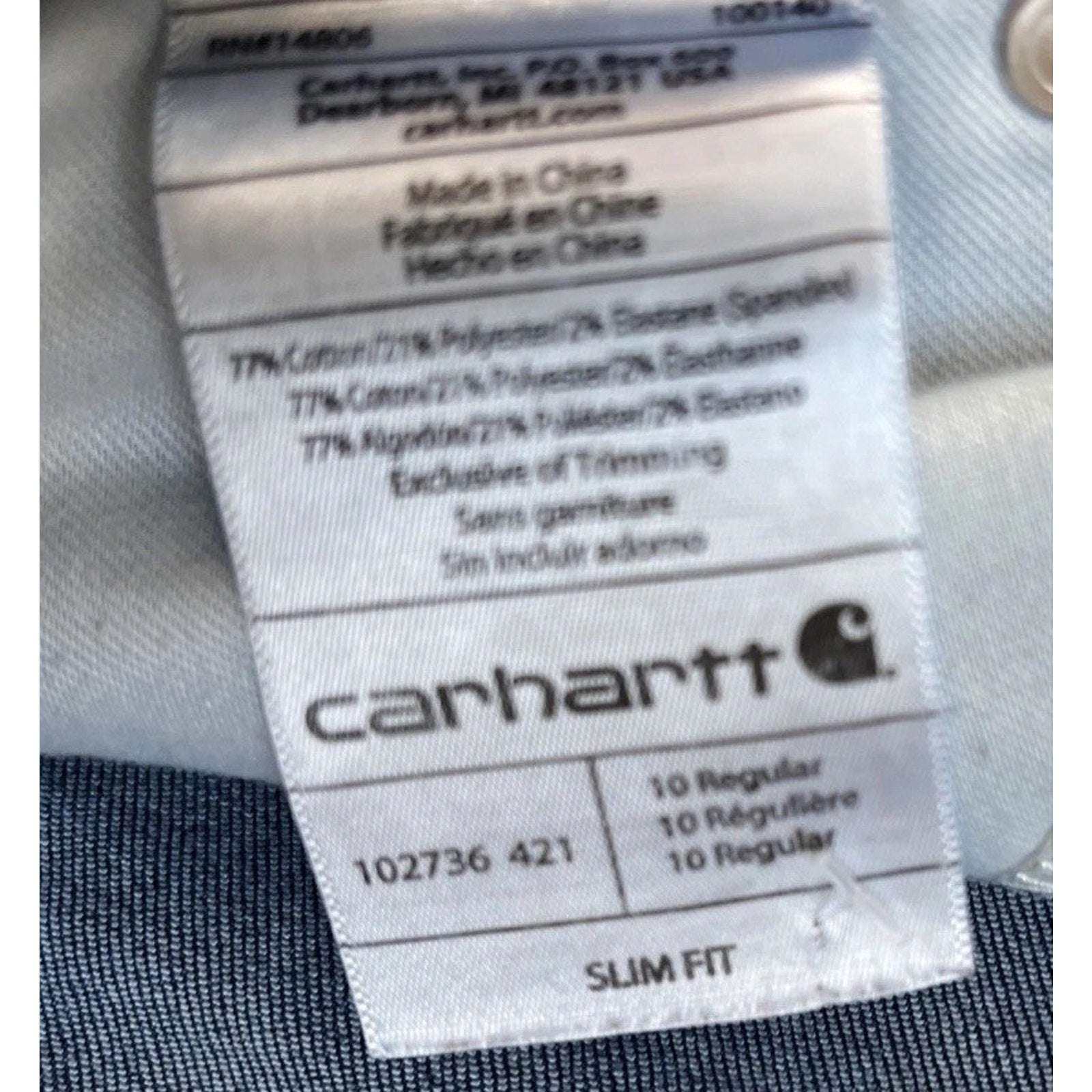 CARHARTT Slim Fit Boot Cut Size 10 Regular Women’s Blue Jeans