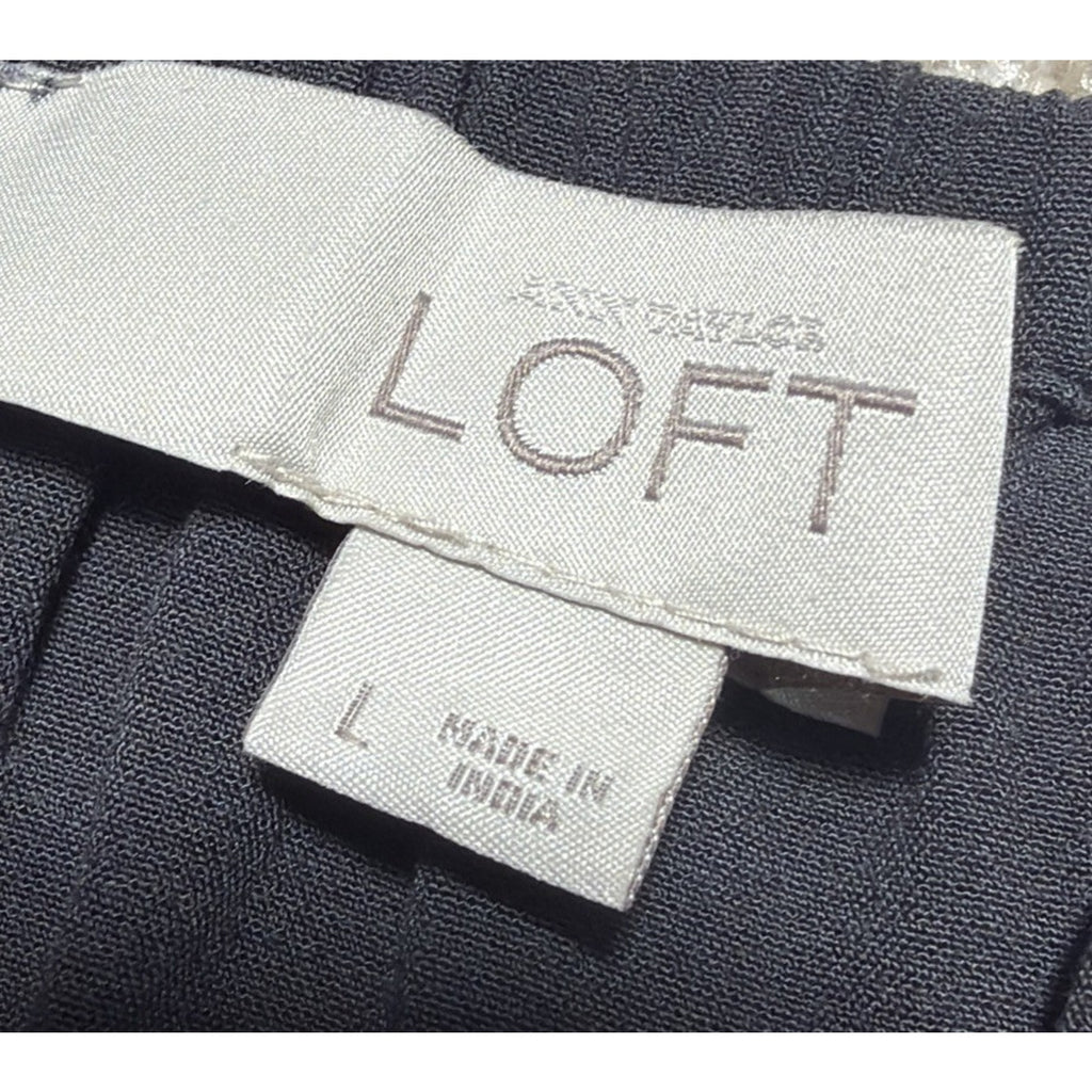 Loft Blouse Women's Large Gray Boat Neck Bell Sleeve Viscose Top