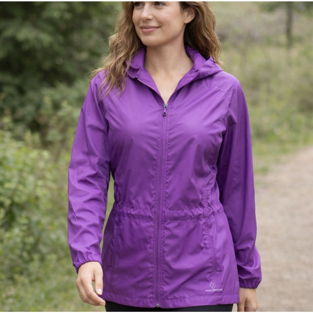 Eddie Bauer Purple XL Windbreaker Jacket Hiking Outdoor Full Zip Rain Shell NWOT