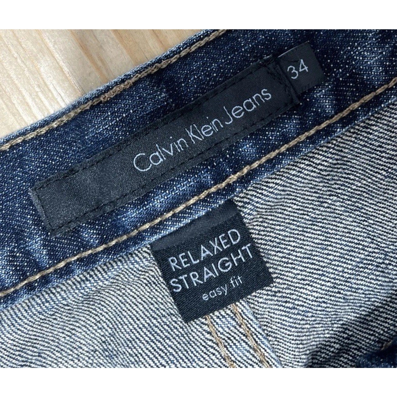 Calvin Klein Men’S Relaxed Straight Easy Fit Dark Wash Blue Jeans Size 34x29