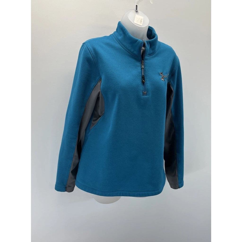 Under Armour Womens S Blue Gray Fleece 1/4 Zip Pullover ColdGear