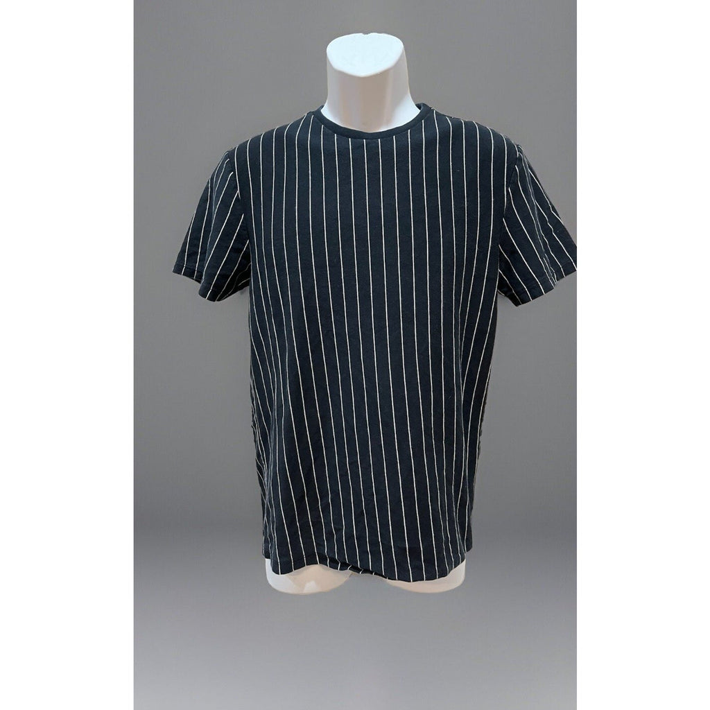 TOP Black White Striped Short Sleeve Jersey T-shirt Sports Tee Training Men's S