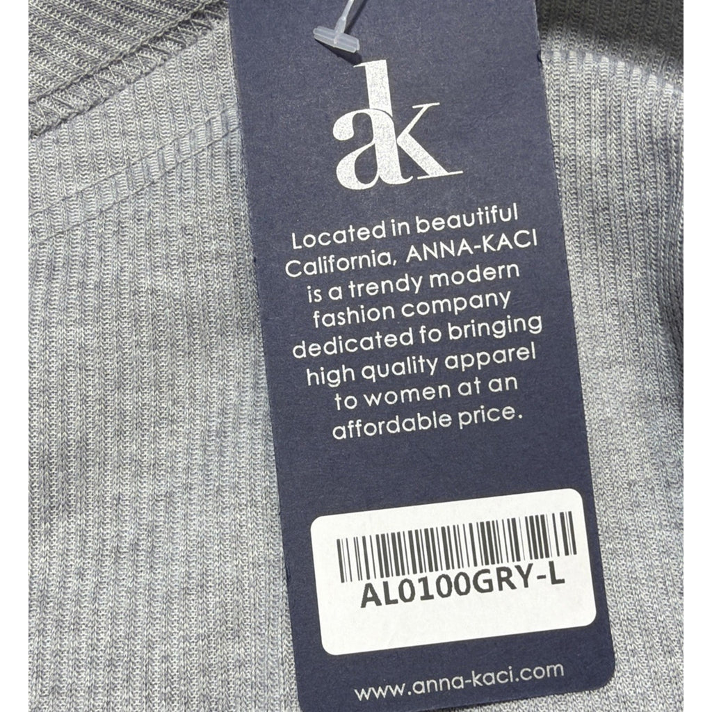 Anna Kaci California Gray Oversized Top Size Large Long Sleeve New