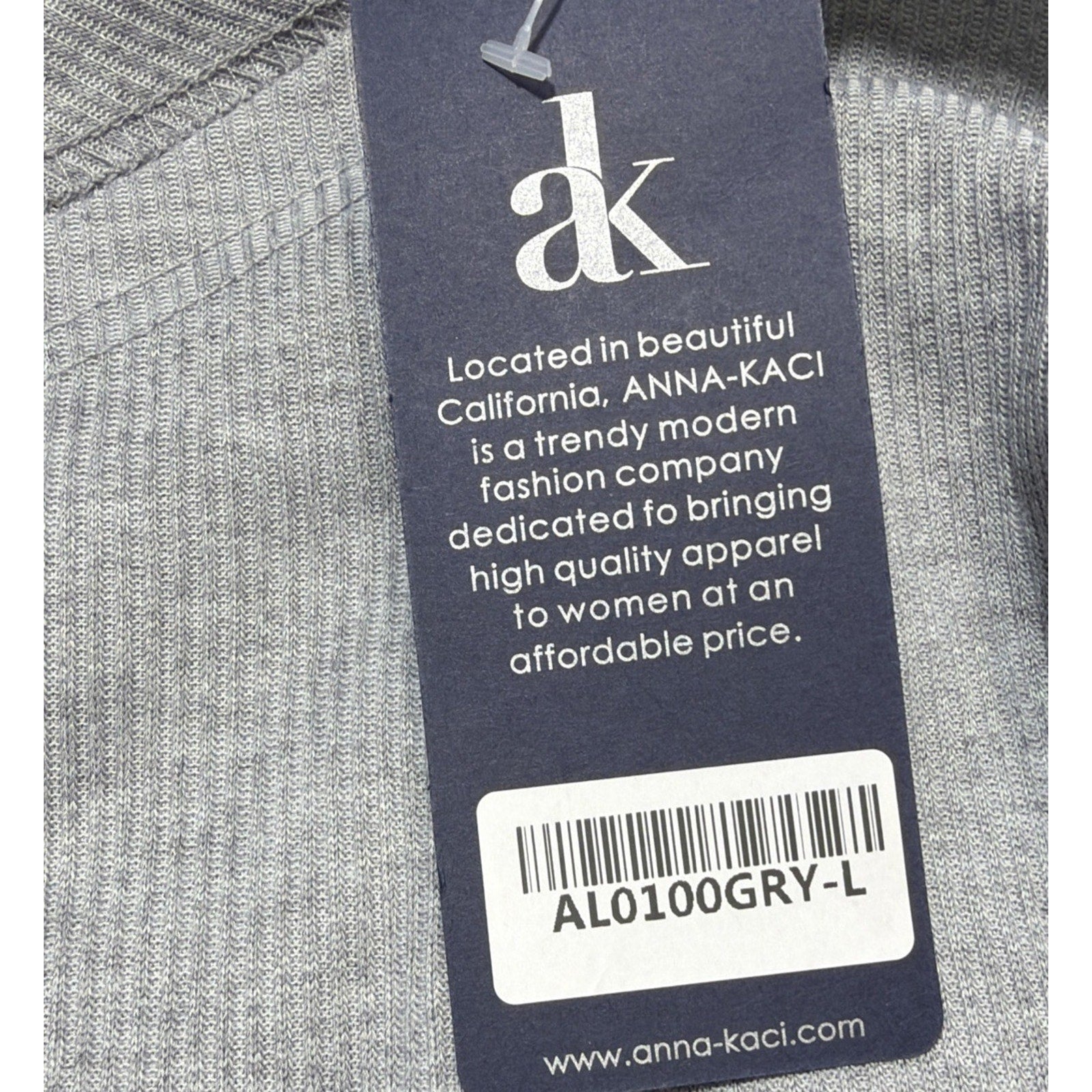 Anna Kaci California Gray Oversized Top Size Large Long Sleeve New