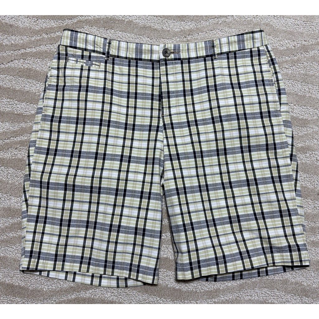 Dockers Favorite Fit Shorts Women's 14 Plaid 36x10 Stretch
