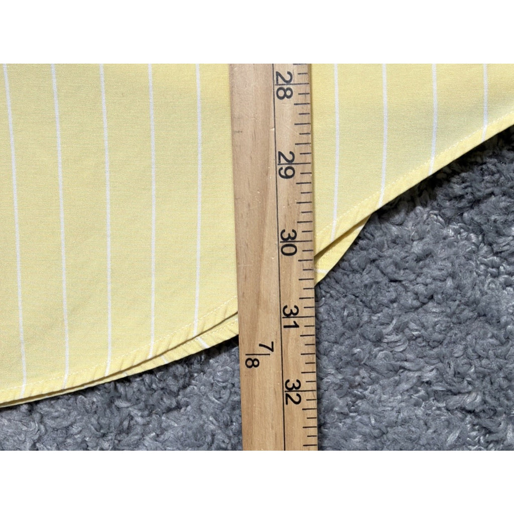 Vtg Polo RALPH LAUREN Shirt Classic Fit Yellow Stripe Size M Hong Kong Flaw