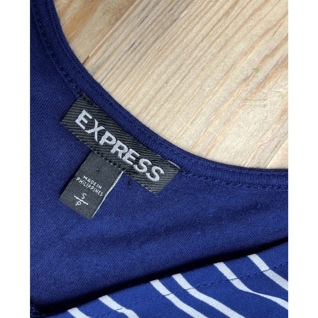 Express Women's Orange Blue White Sleeveless Striped Blouse Tank Size Small