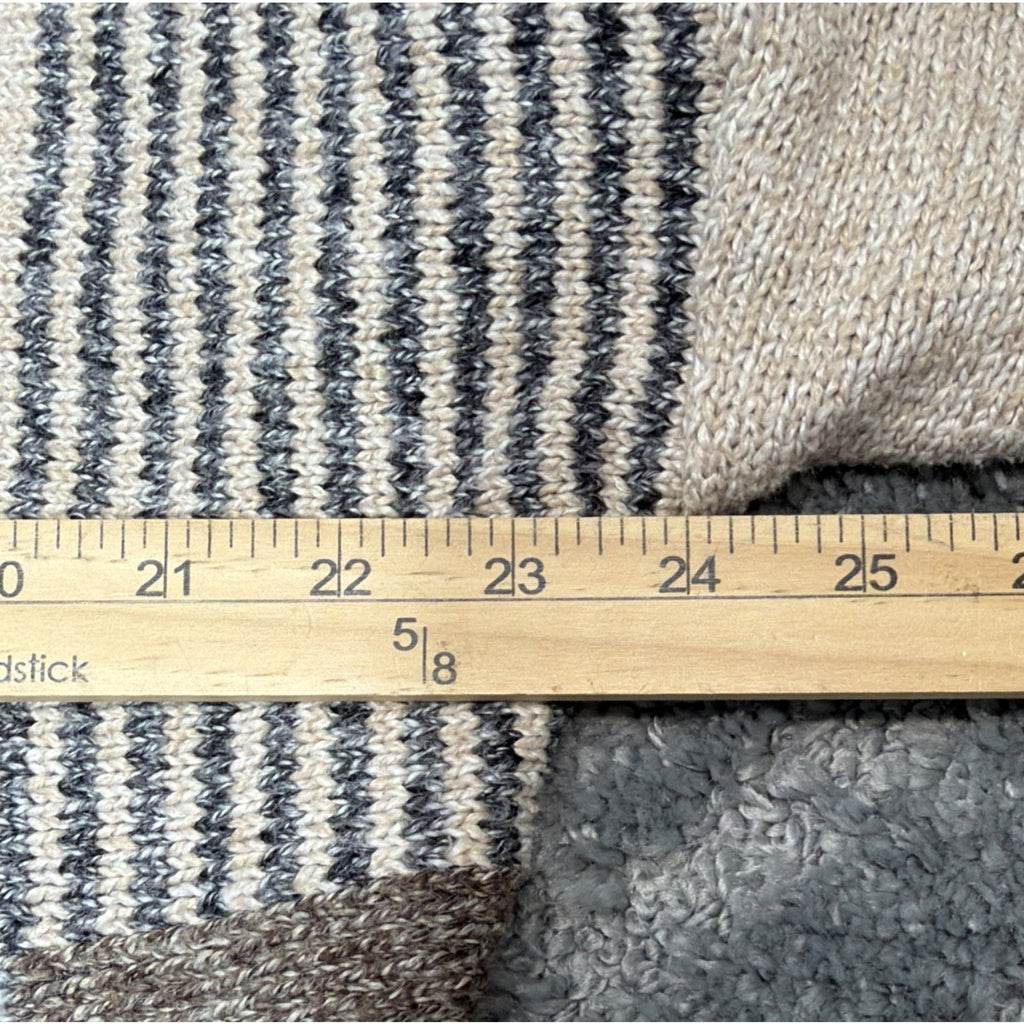 LOVERICHE Women's Patchwork Western Sweater with Fringe Size S/M Taupe,Gray