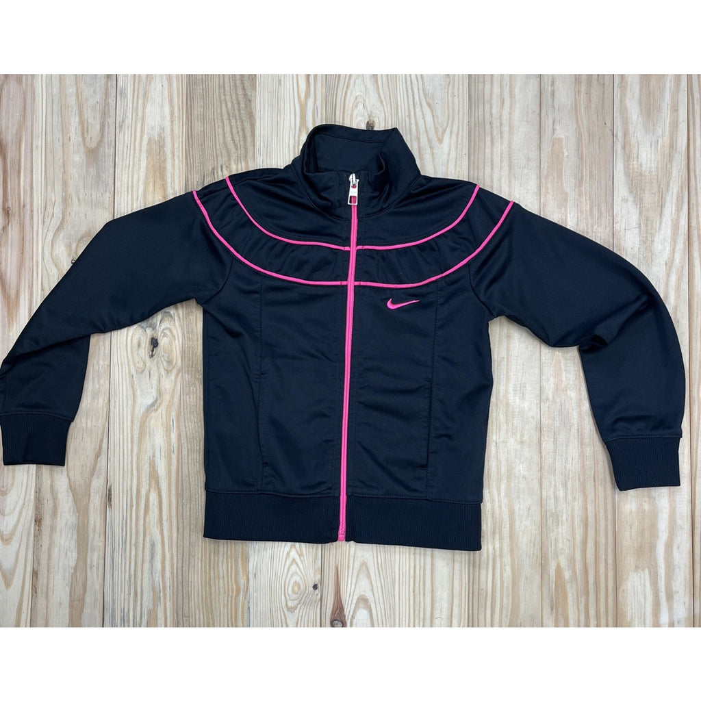 Nike Full Zip Jacket black w/pink trim girls 6