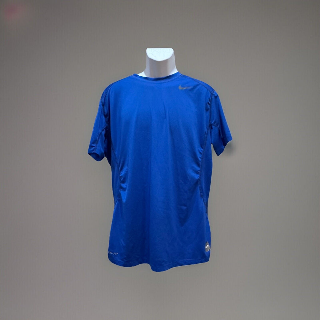 Nike Pro Combat Shirt Mens XL Fitted Blue Mock Base Layer Dri Fit Short Sleeve