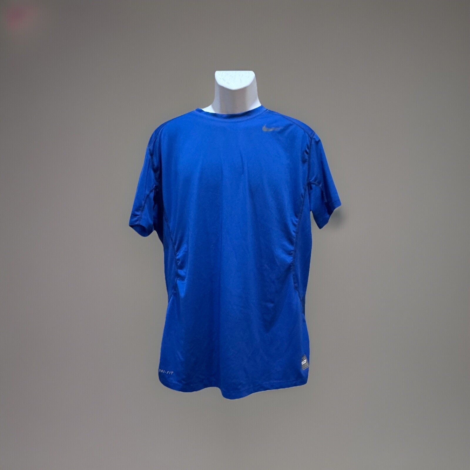 Nike Pro Combat Shirt Mens XL Fitted Blue Mock Base Layer Dri Fit Short Sleeve