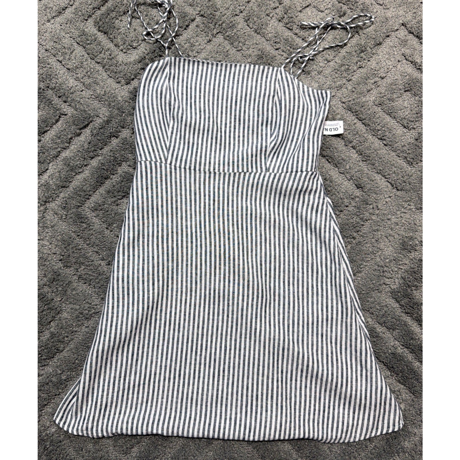 Old Navy Linen Blend Striped Tie Shoulder Straps Mini Dress Size Medium