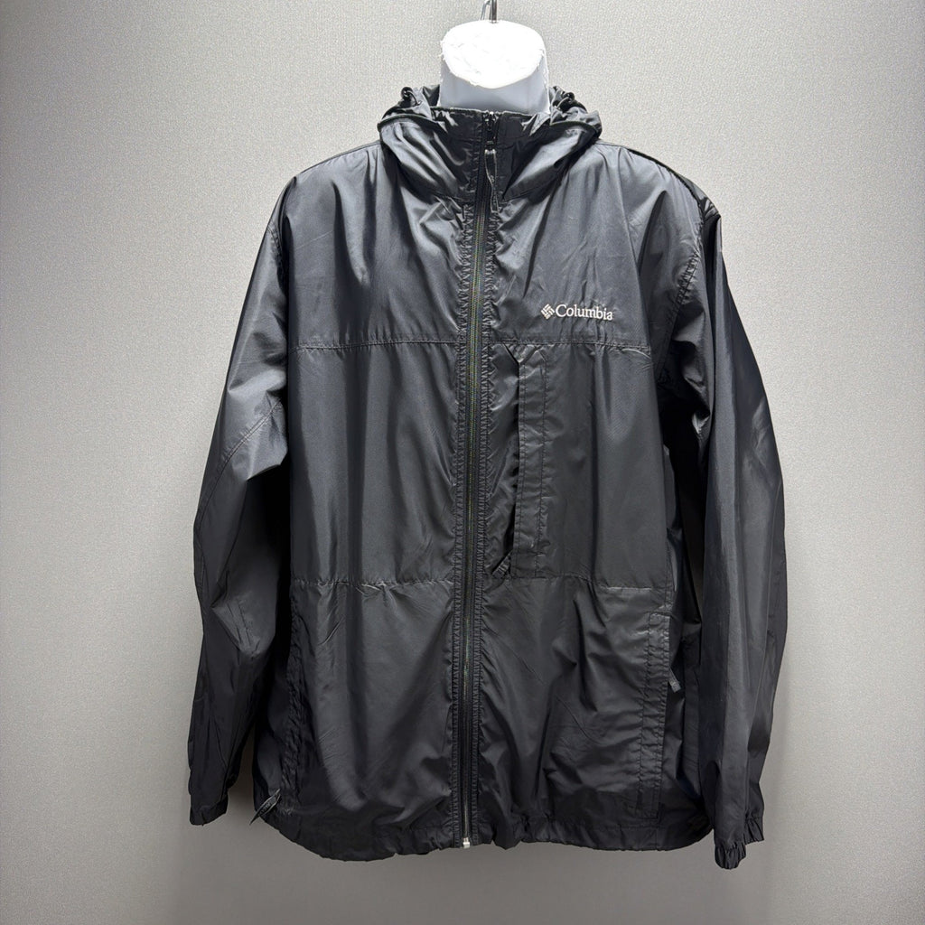 Columbia Titanium Waterproof Windbreaker Hooded PACKABLE Size Large Black