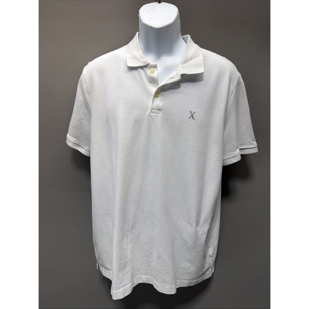Express Mens Short Sleeve X Logo White Pique Polo Shirt Size XL