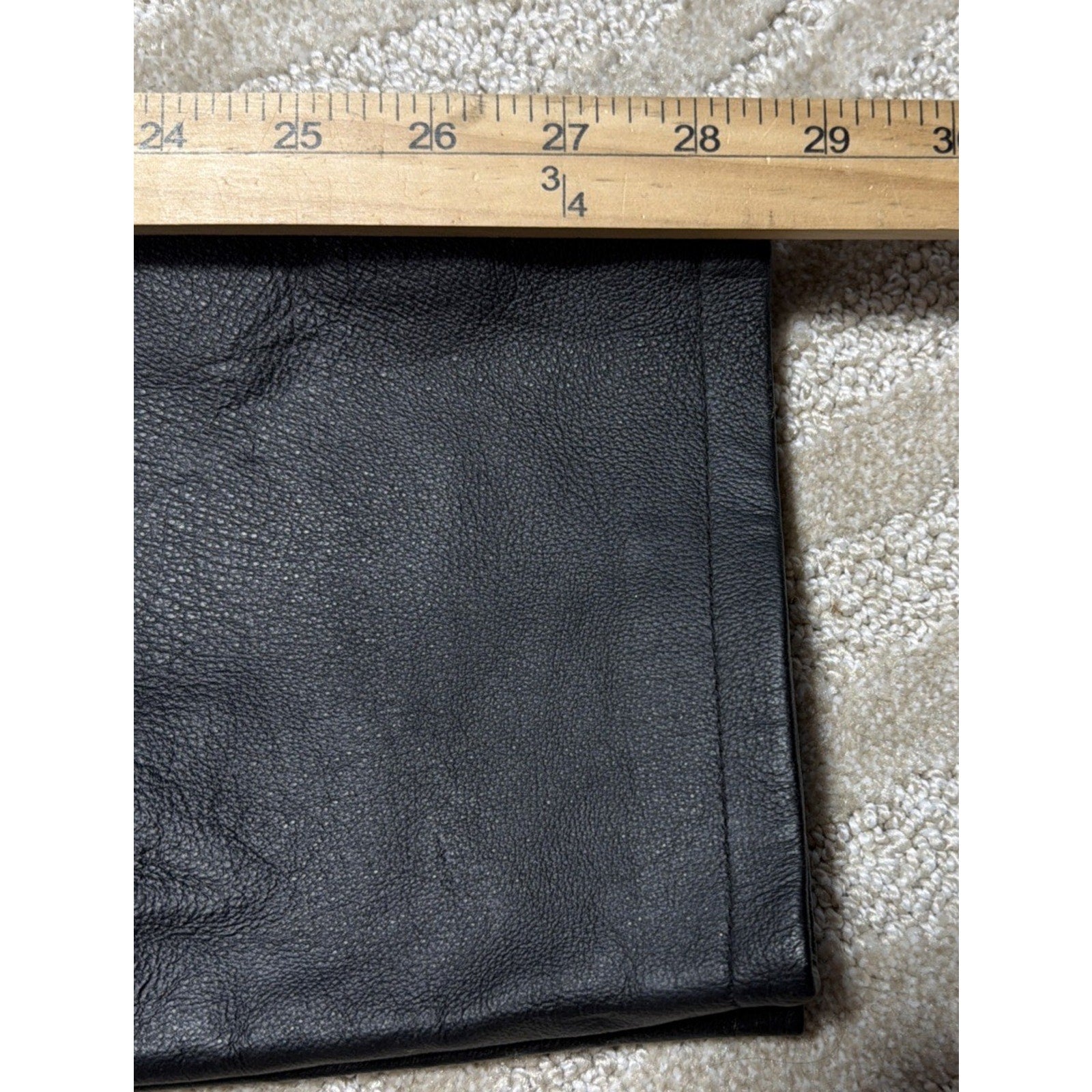 Newport News Jeanology High Rise Leather Pant Womens Size 6P Black Lined 26x28.5