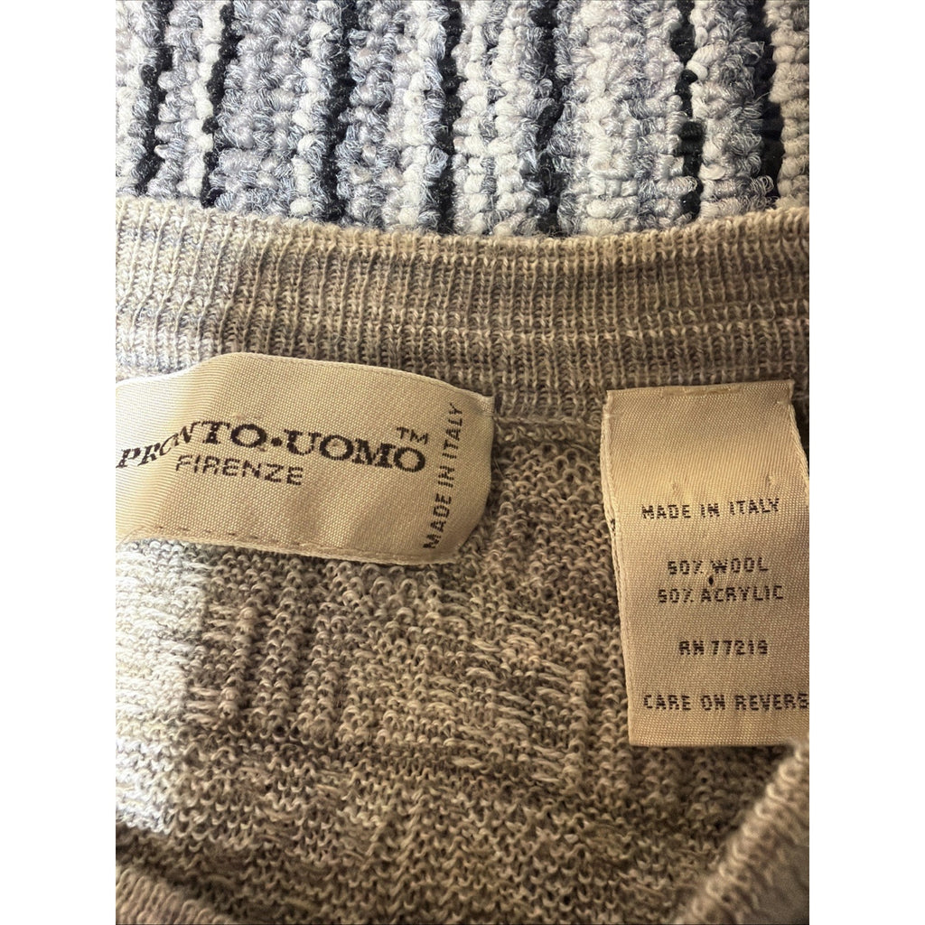 Pronto Uomo Firenze Made In Italy Men’s Long Sleeve Wool Pullover Sweater Size L