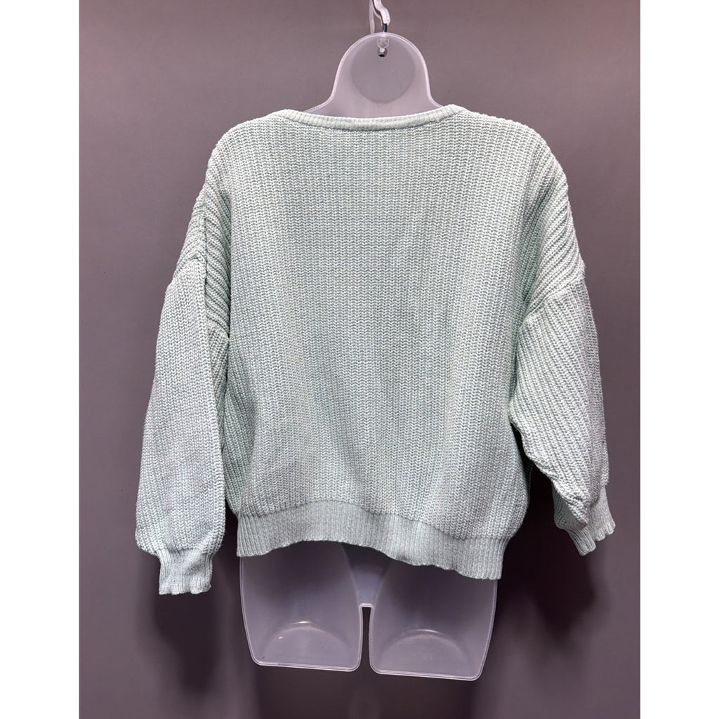 Vtg 90s triangle Oversized Boxy Sweater Size S Green White