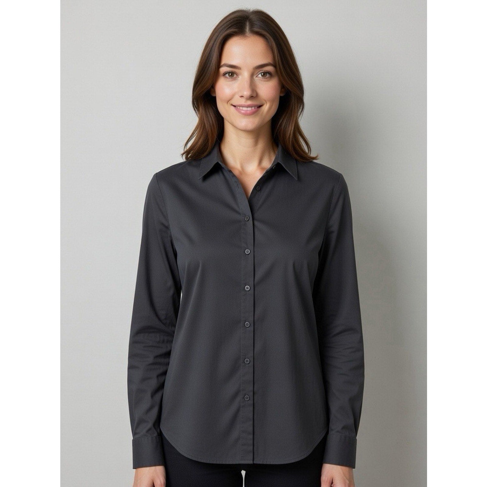 Bacon & Co Wrinkle Free Women’s Black Long Sleeve Button Down Shirt Size L