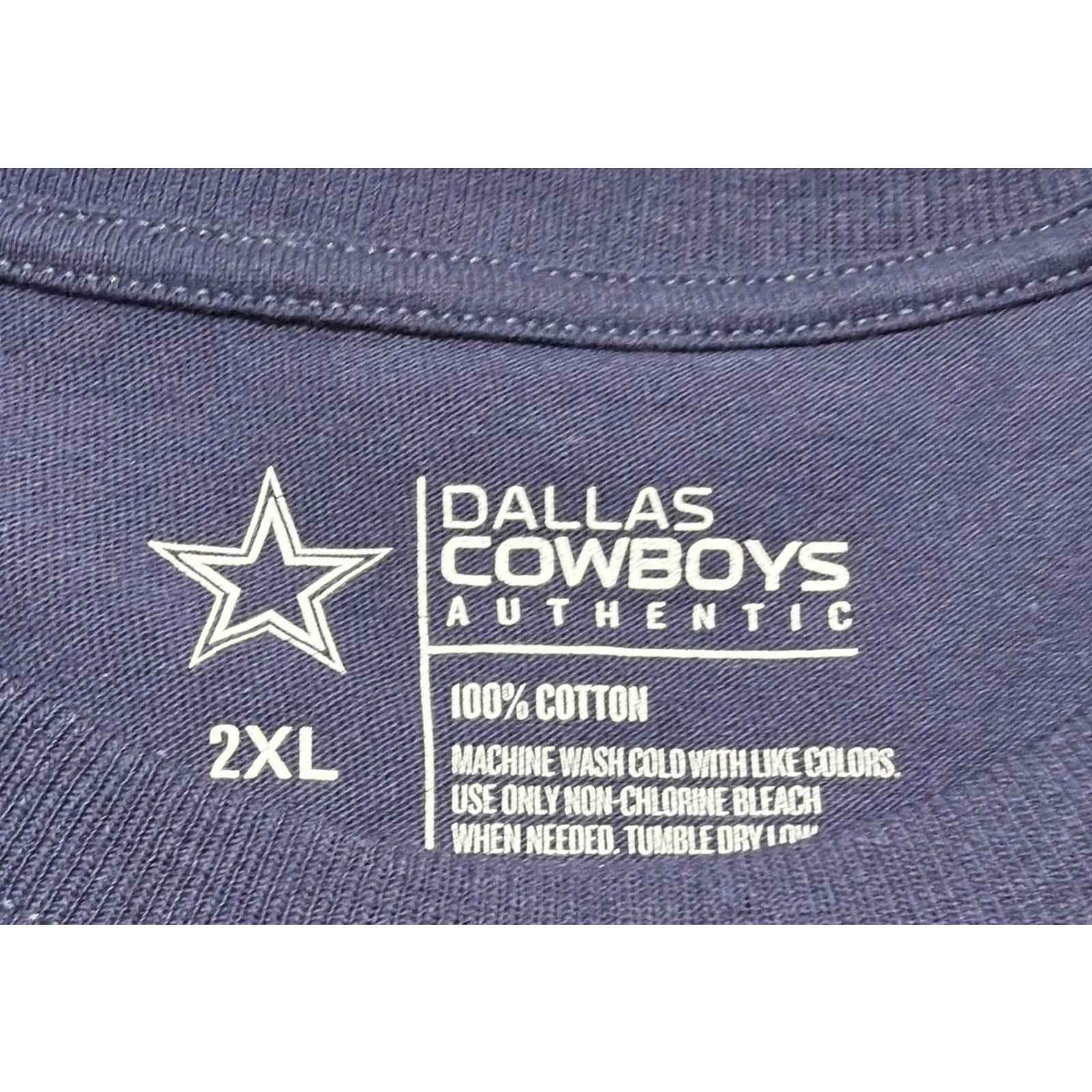 Dallas Cowboys Authentic T Shirt Mens 2XL Navy Blue Star Logo NFL Cotton NWT