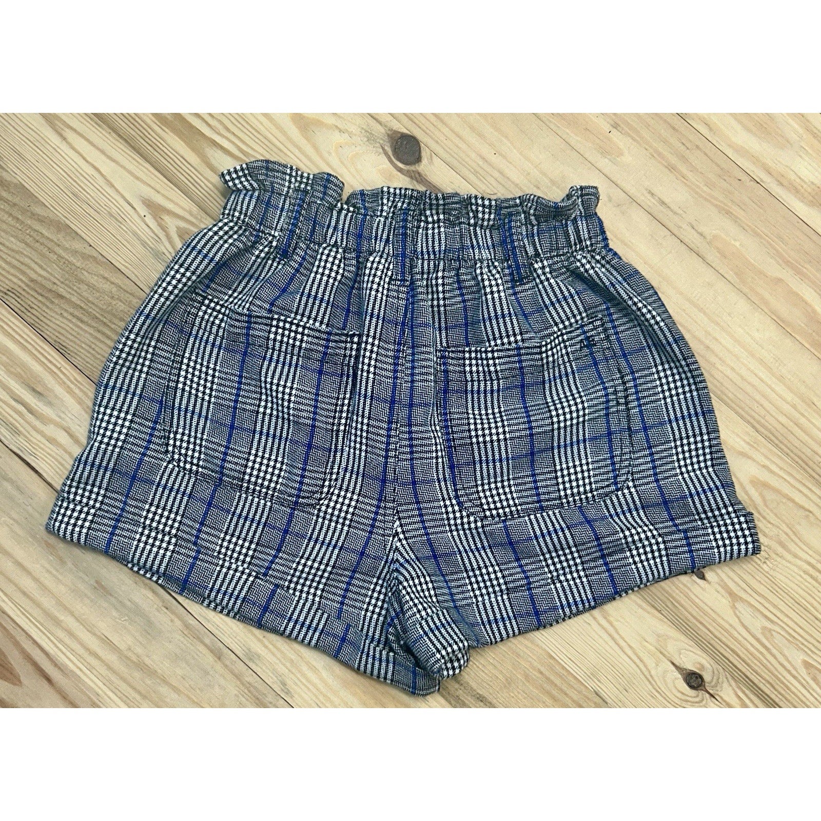 American Eagle High Rise Shorts Womens Size 4 Houndstooth Plaid Black White Blue