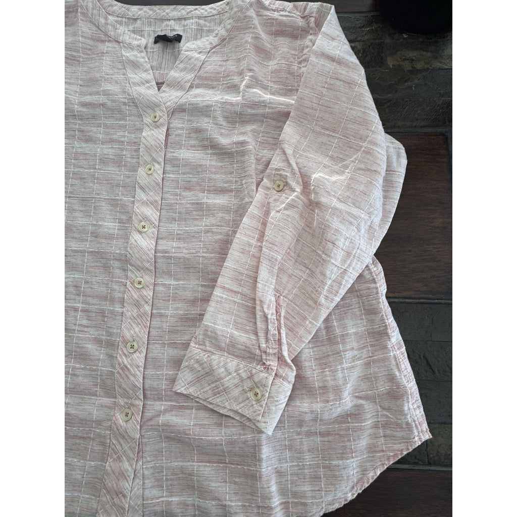 Talbots Plus Pink-on-Pink Check Tunic 100% Cotton LS/Roll Tab Women’s Size 1Xp