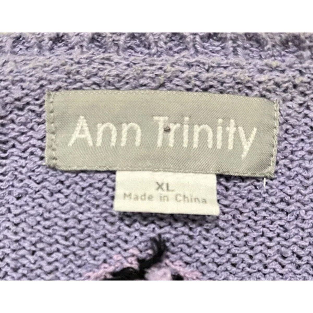 Ann Trinity Women's Embroidery Beaded Cardigan Sweater XL Purple Blue Floral